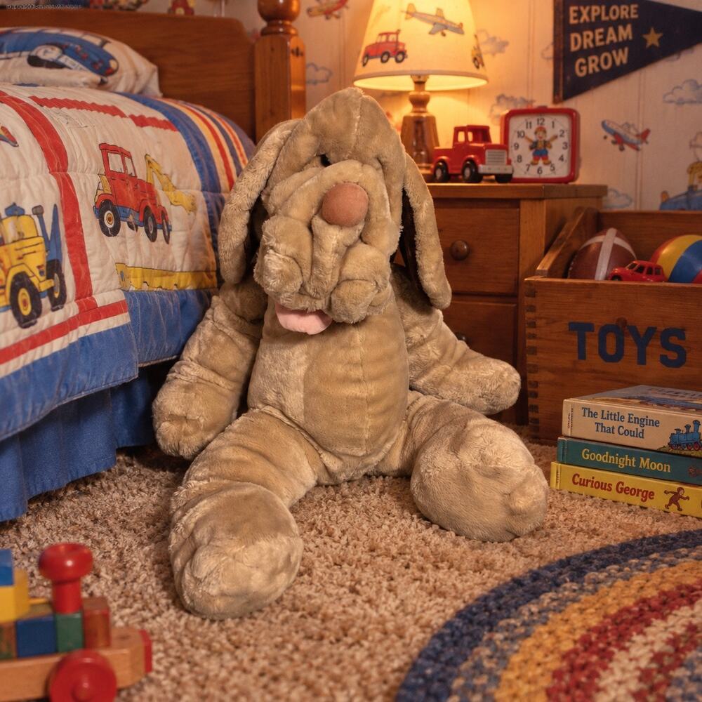 Vintage 1981 Ganzbros Wrinkles Jumbo 28 Inch Dog Plush Hand Puppet Tag